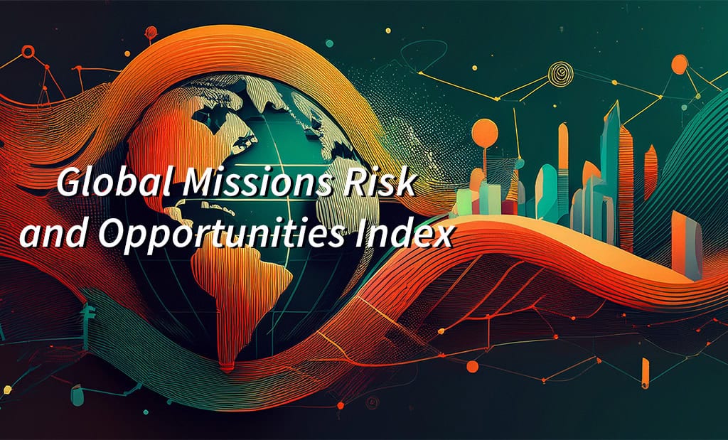 Illustration of global risk and opportunities with futuristic data visuals for 2026.