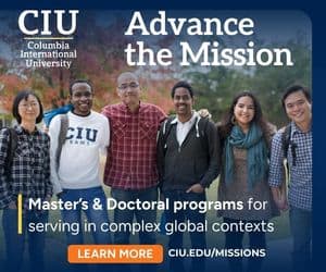 Group of diverse students smiling outdoors promoting CIU's global mission programs.